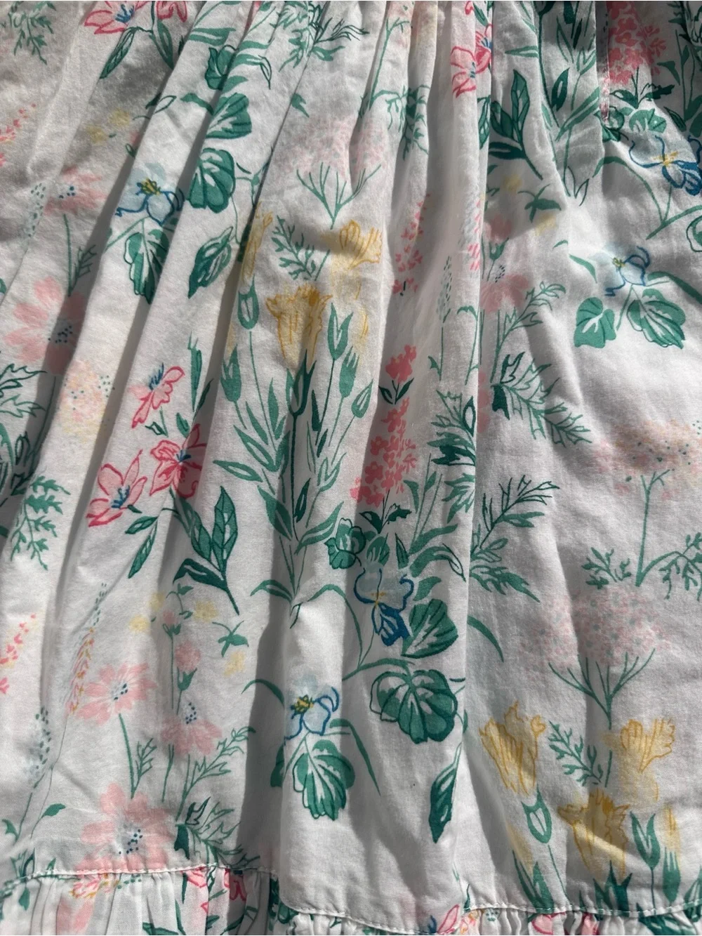 Janie and Jack White Floral Ruffle Sundress with Green, Pink & Yellow Print